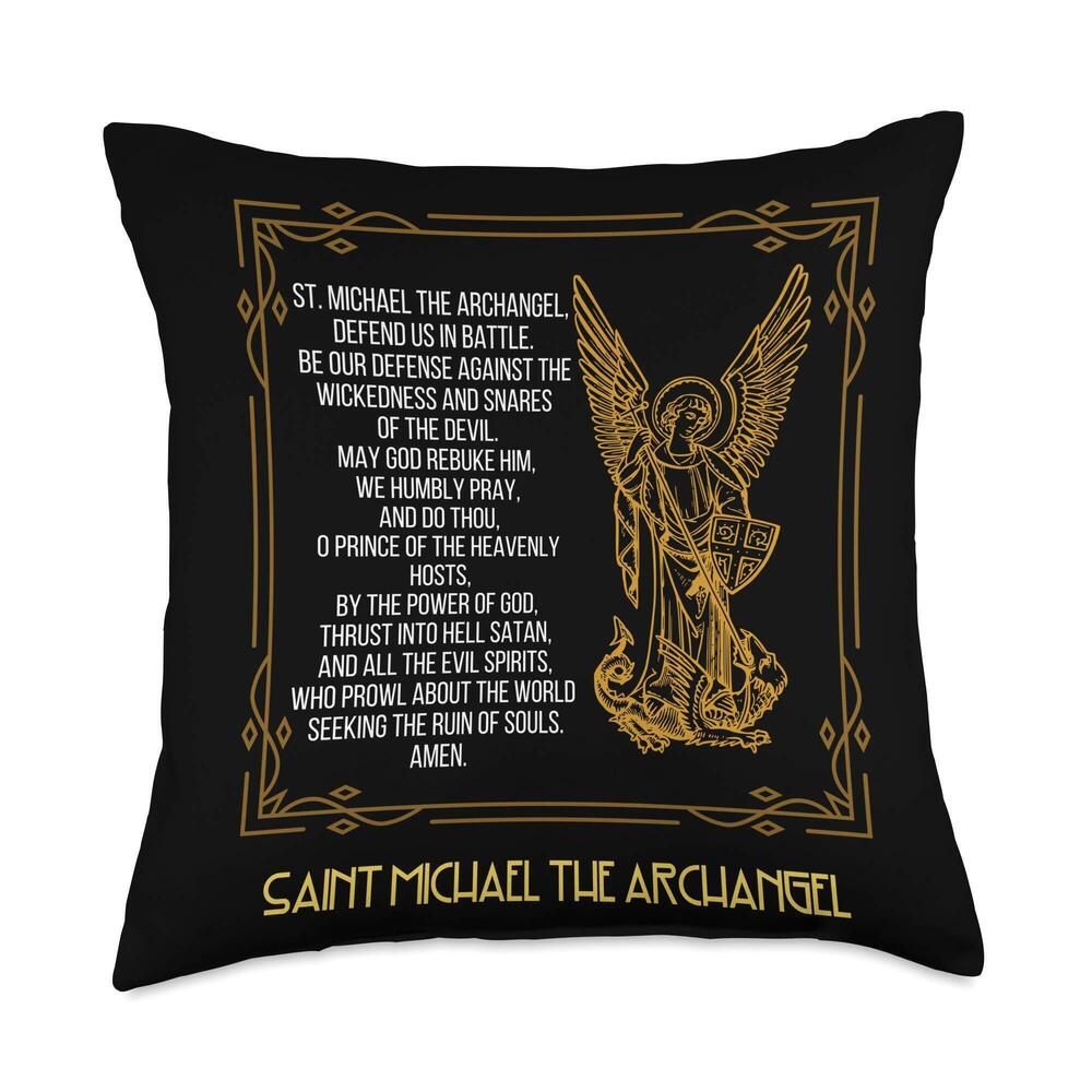 8261 St. Michael The Archangel Prayer Catholic Saint Religious Throw Pillow